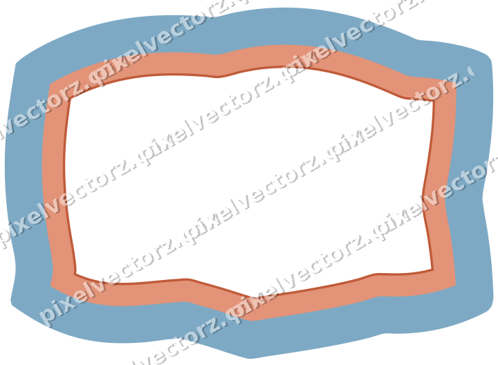 Decorative line art frame in orange and cyan with label plaque