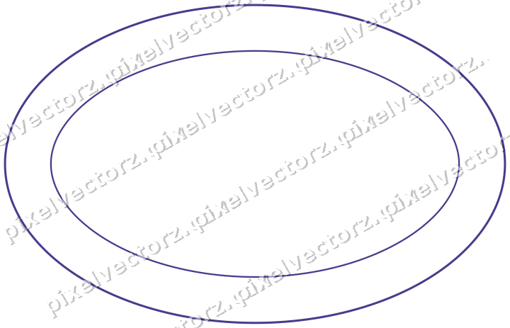 Decorative line art frame in orange and blue with oval