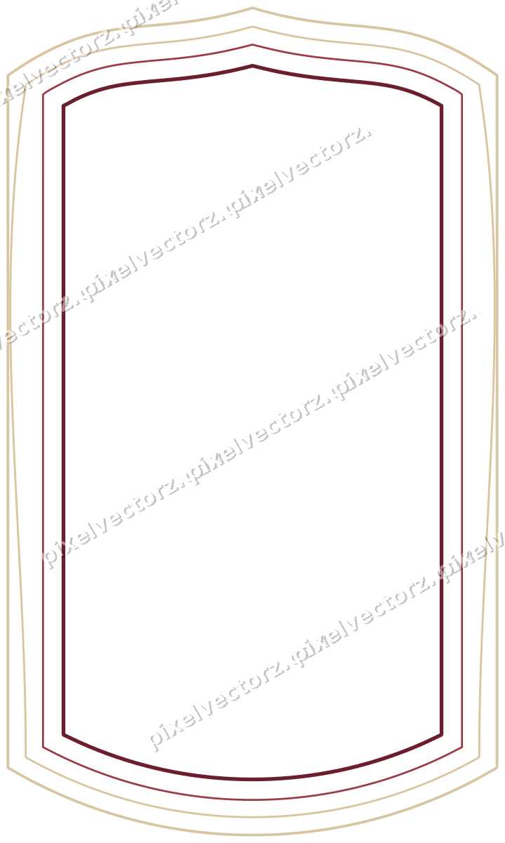 Decorative line art frame in dark pink and red with label plaque