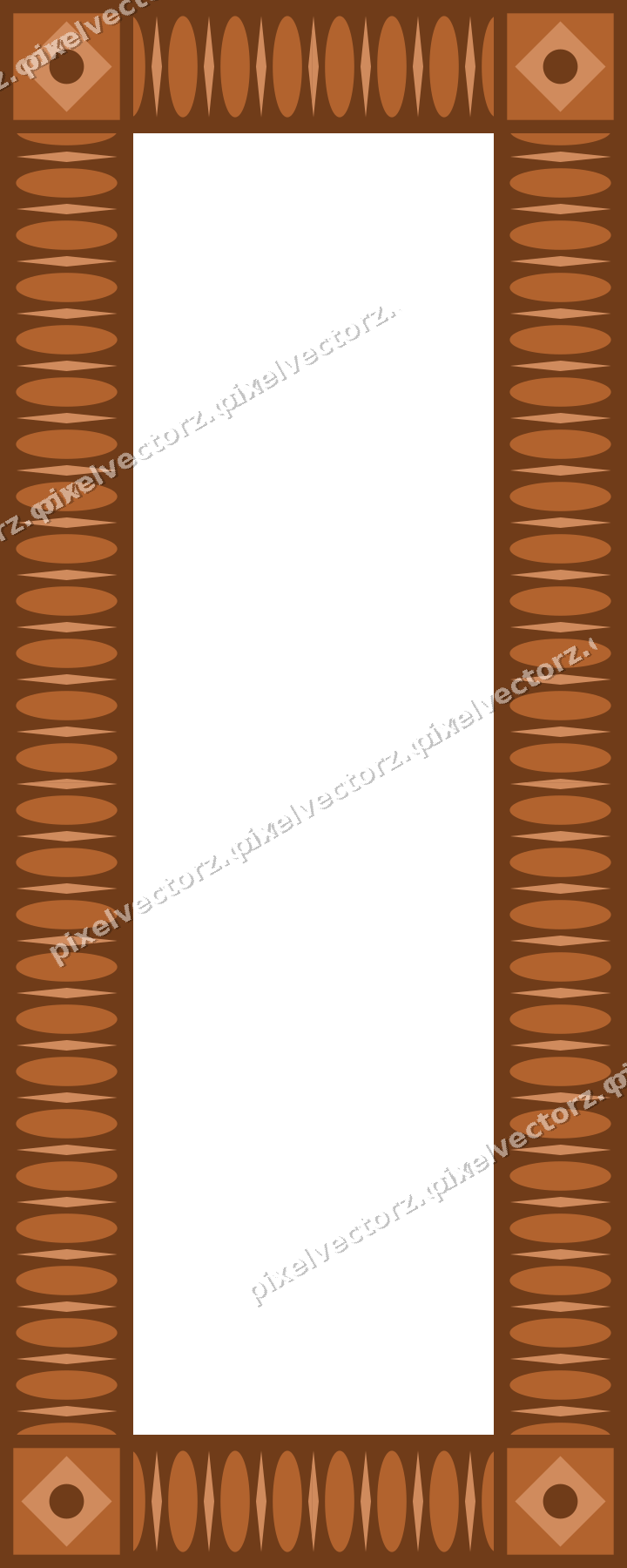 Decorative picture frame border in orange and teal with egg and dart