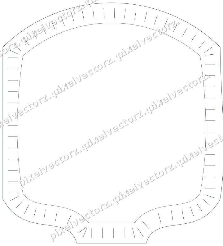 Decorative line art frame in amber and blue with label plaque