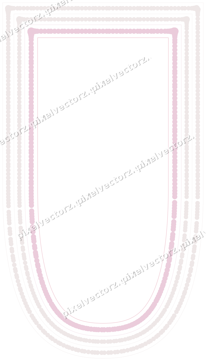 Decorative line art frame in pale pink and pale red with shield