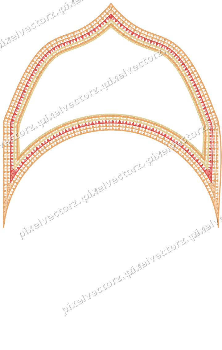 Decorative line art frame in red and orange with label plaque