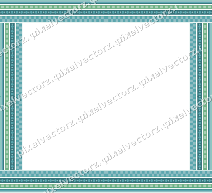 Decorative picture frame border in green and teal with dentil