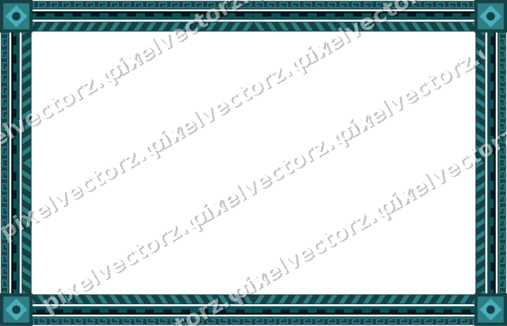 Decorative picture frame border in dark teal and orange with greek key