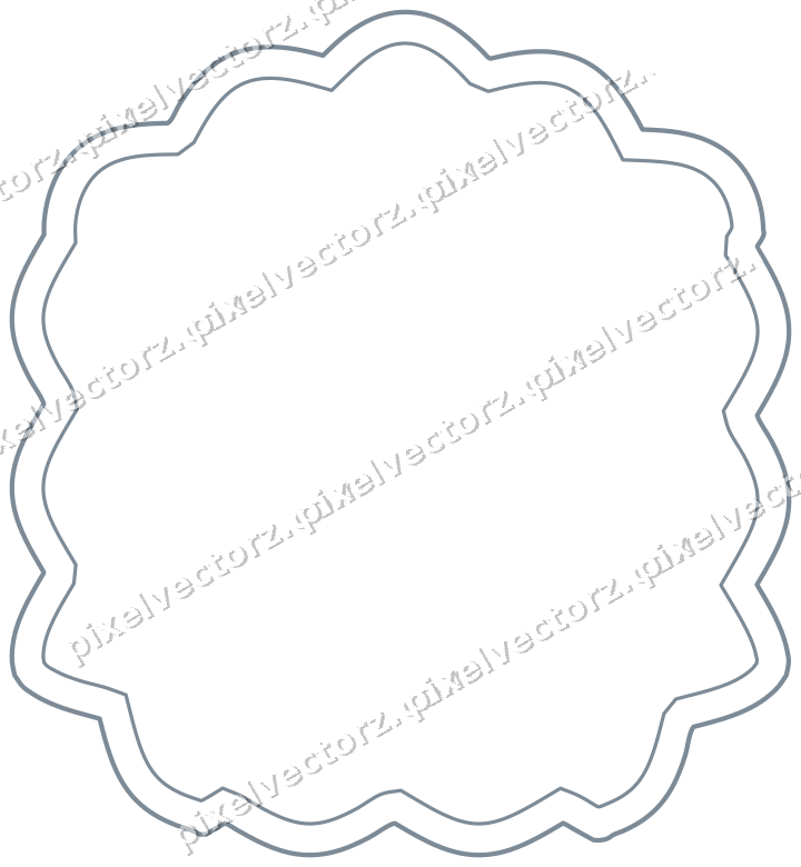 Decorative line art frame in blue and orange with label plaque