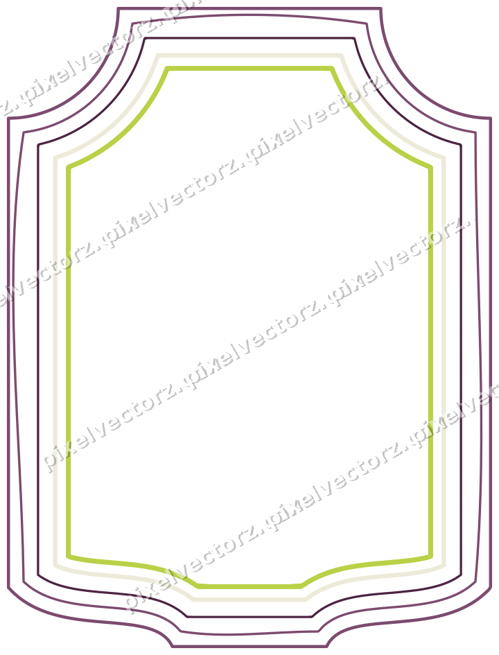 Decorative line art frame in dark magenta and lime with label plaque