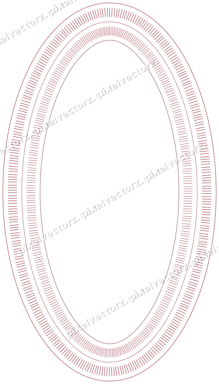 Decorative line art frame in dark pink and red with oval