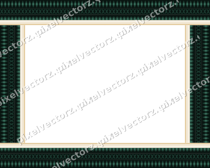 Decorative picture frame border in dark green and red with scale band