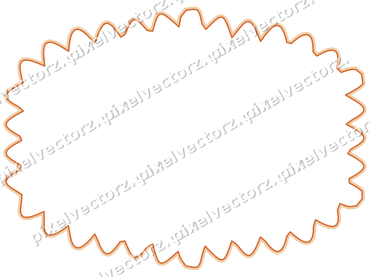Decorative line art frame in dark blue and orange with label plaque