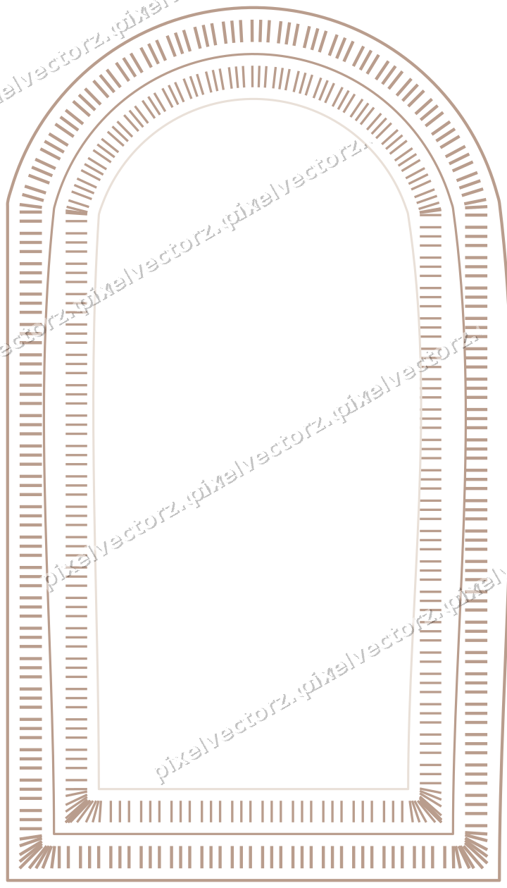 Decorative line art frame in amber and pale orange with label plaque
