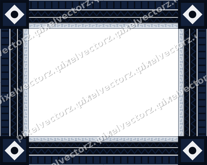 Decorative picture frame border in dark blue and white with wave band