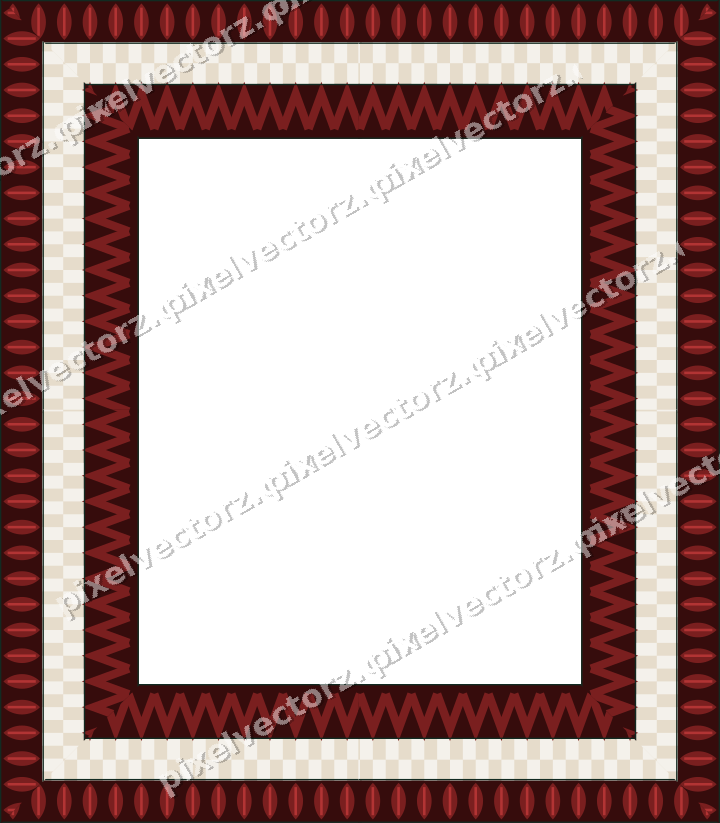 Decorative picture frame border in dark red with leaf moulding