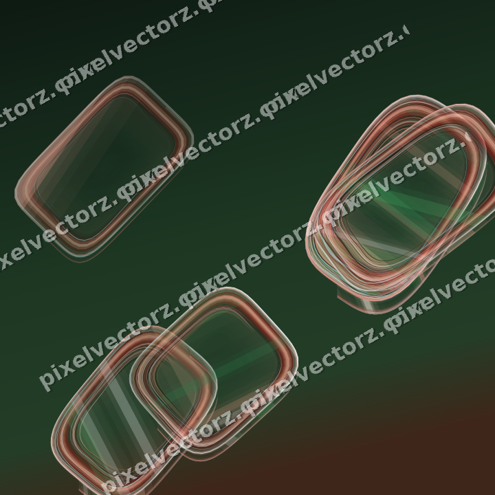 Abstract glass arc in dark green and red