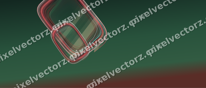 Abstract glass arc in dark green and red