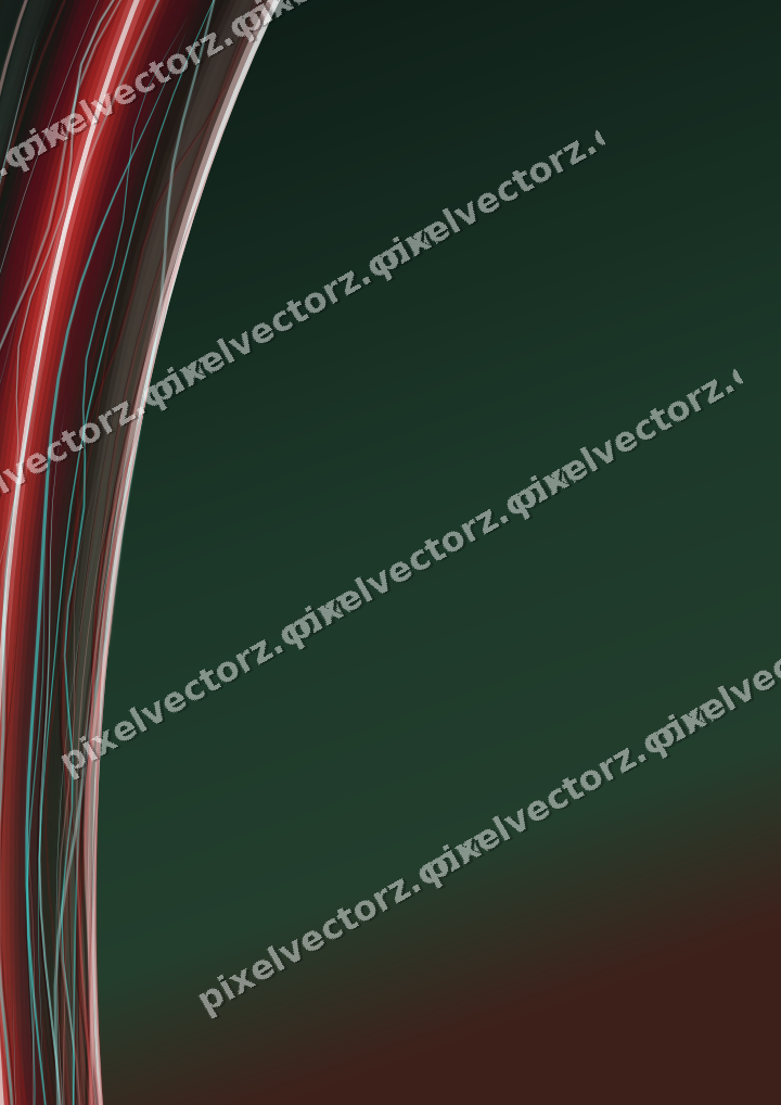 Abstract glass arc in dark red and dark green