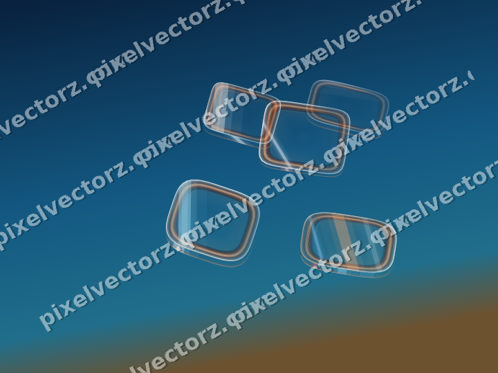 Abstract glass arc in blue and red