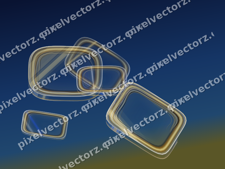 Abstract glass arc in amber and blue