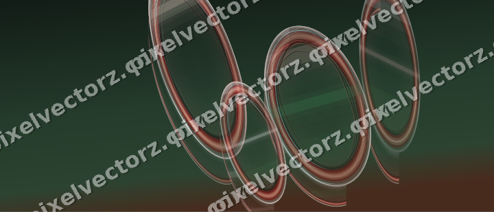 Abstract glass arc in dark green and red