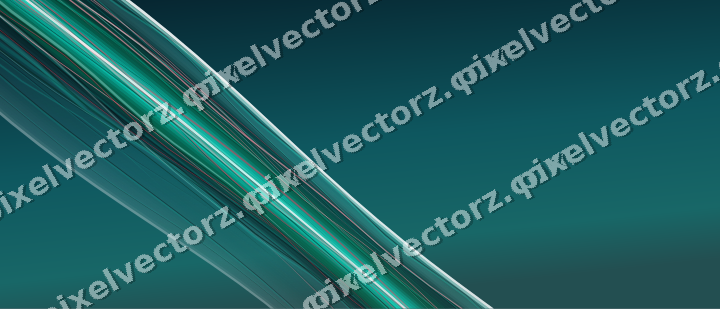 Abstract glass arc in cyan and teal