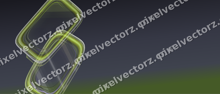 Abstract glass arc in purple and lime
