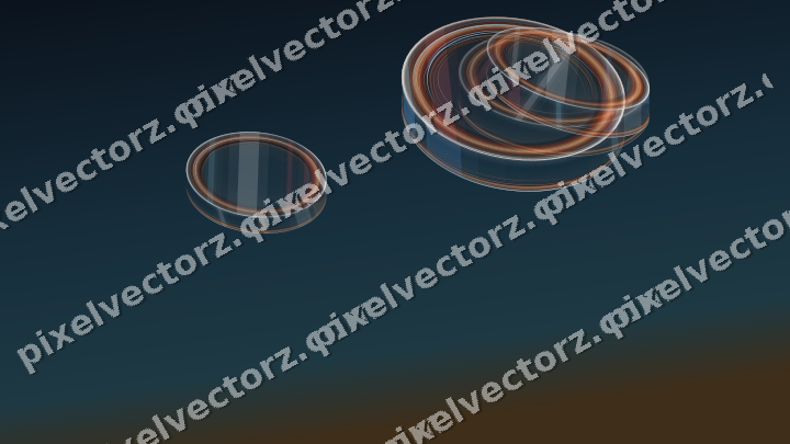 Abstract glass arc in blue and red