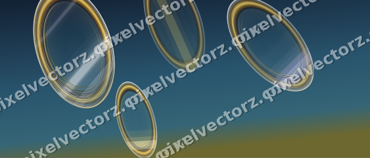 Abstract glass arc in dark blue and amber
