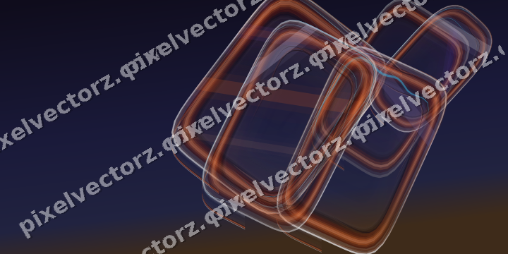 Abstract glass arc in orange and blue