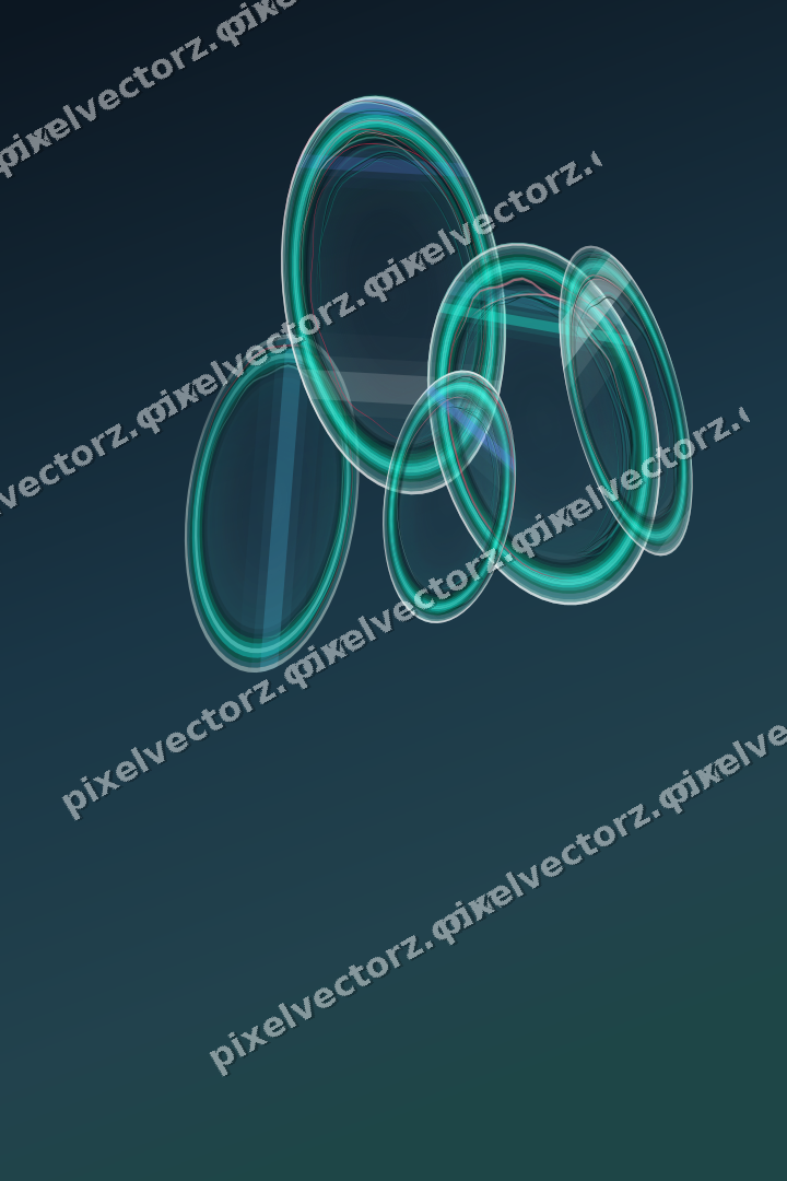 Abstract glass arc in cyan and teal