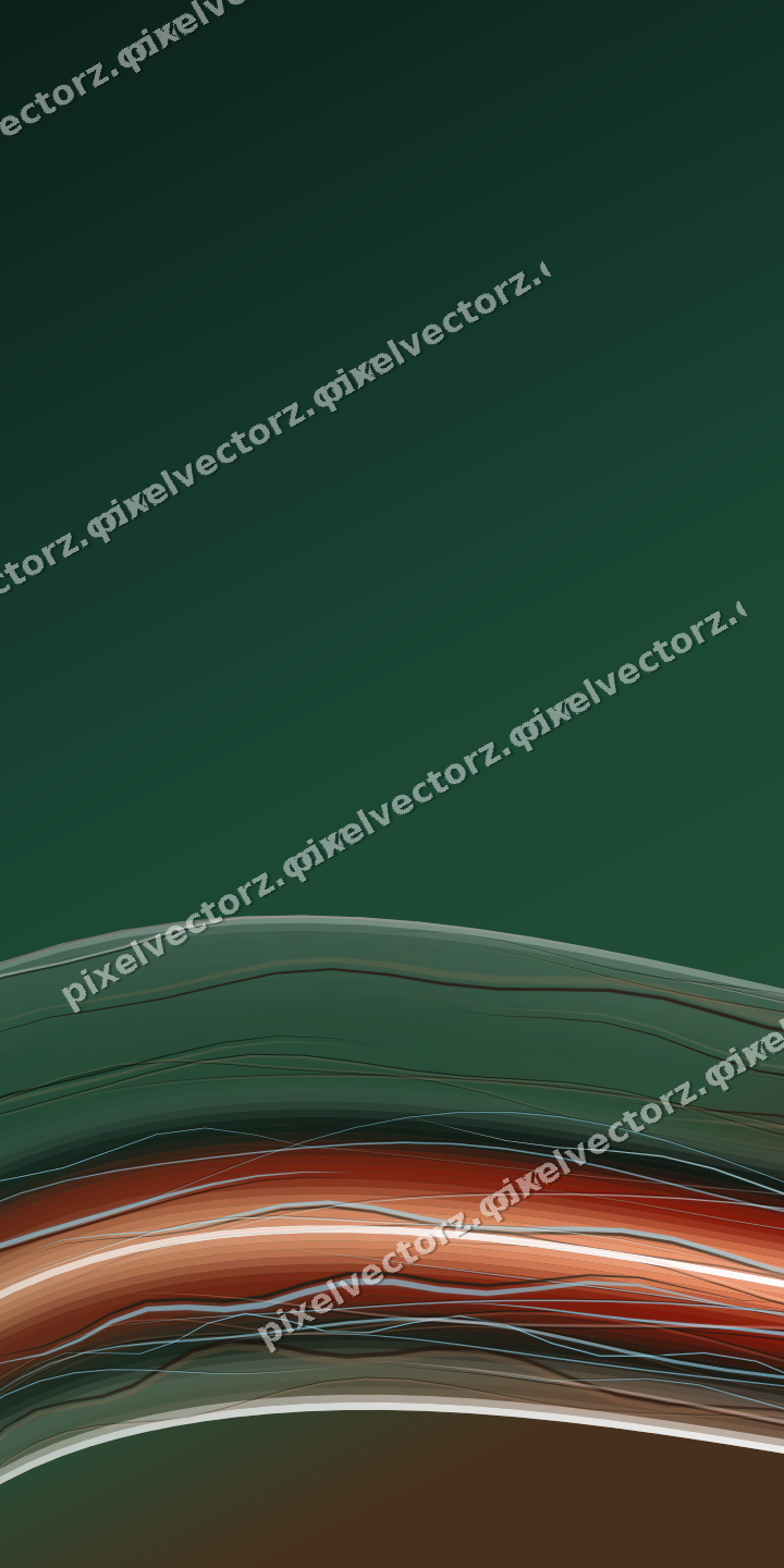 Abstract glass arc in dark green and orange