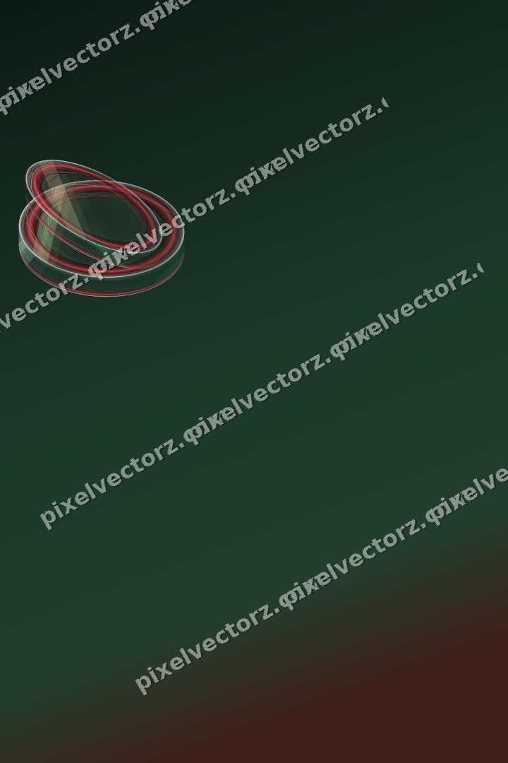 Abstract glass arc in dark green and red