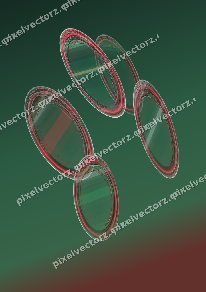 Abstract glass arc in dark green and red