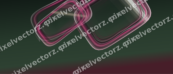 Abstract glass arc in dark pink and green