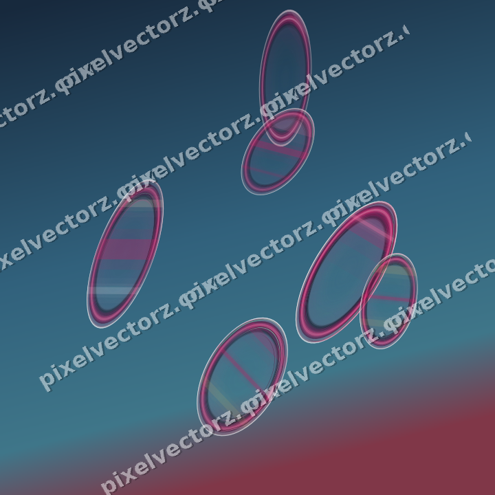 Abstract glass arc in dark pink and yellow