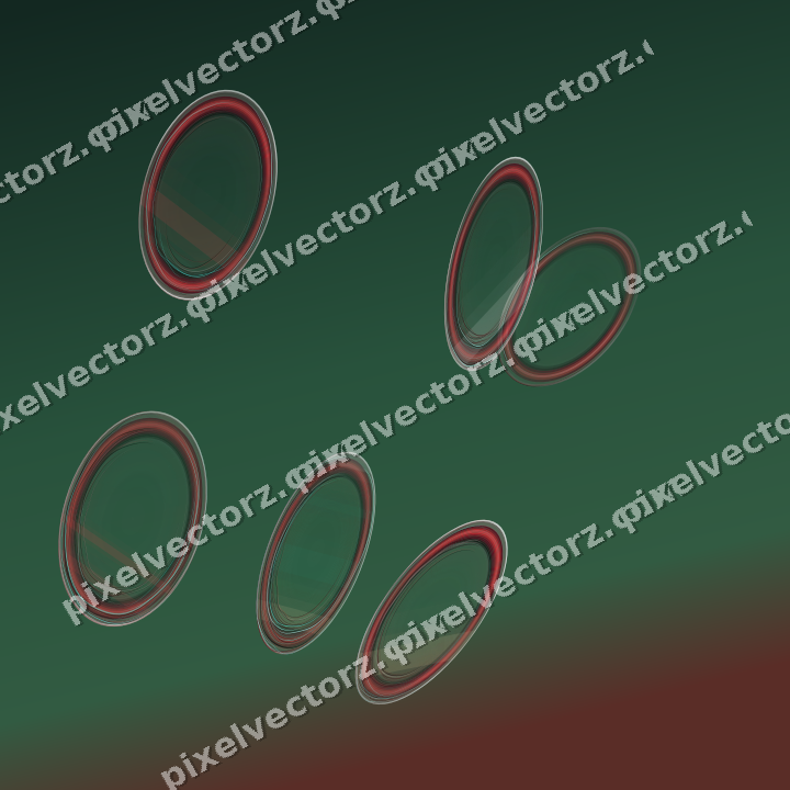 Abstract glass arc in dark green and red