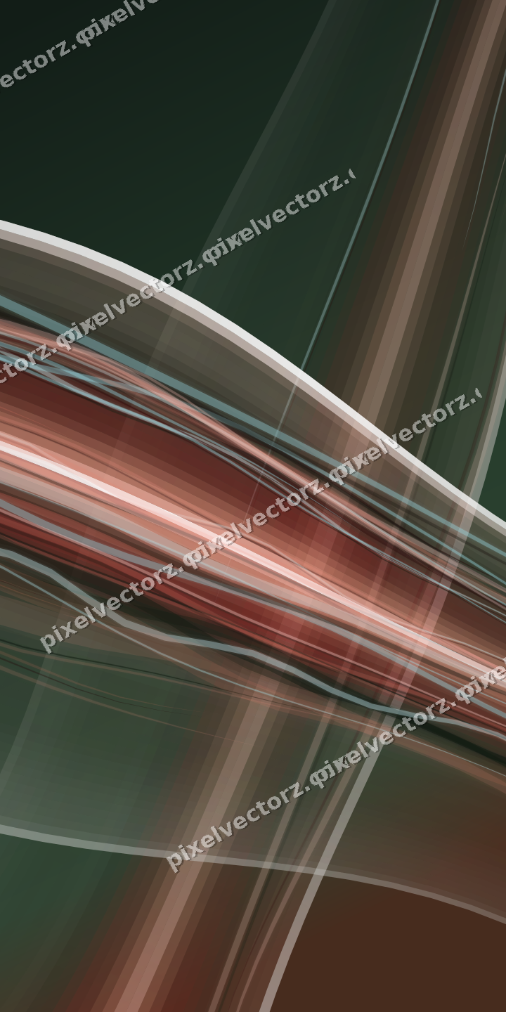 Abstract glass arc in dark green and red