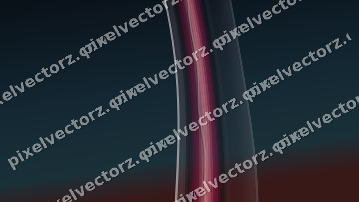 Abstract glass arc in pale pink and pale red
