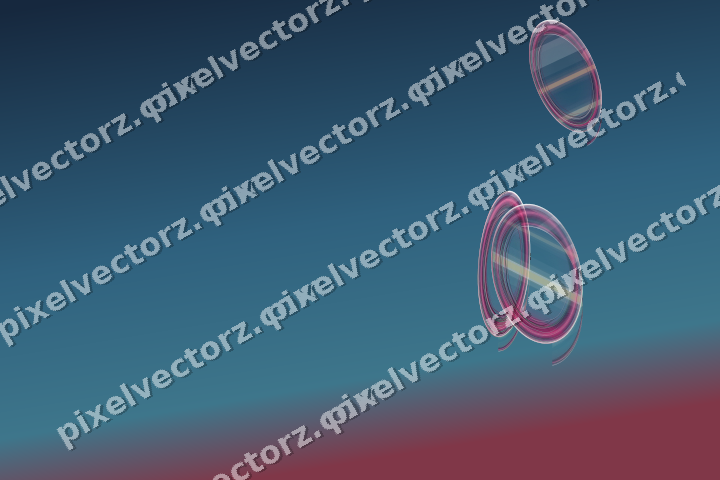 Abstract glass arc in dark pink and yellow