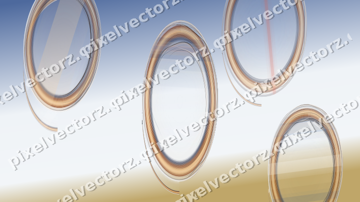 Abstract glass arc in dark blue and red