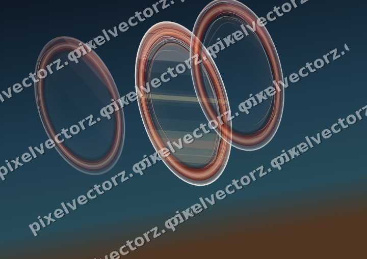 Abstract glass arc in red and orange
