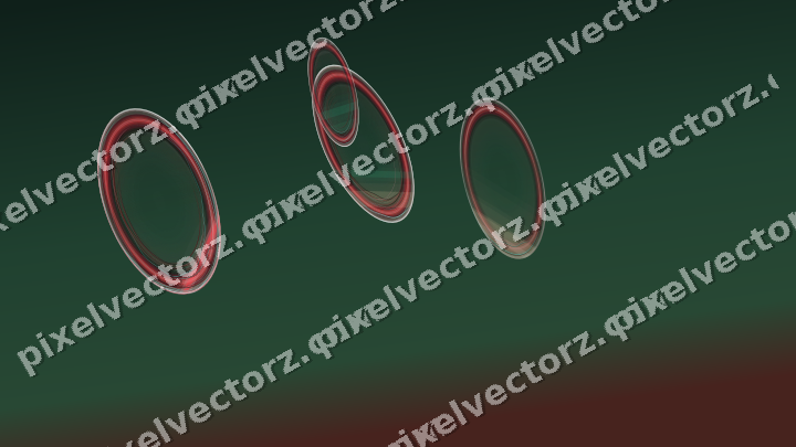 Abstract glass arc in dark green and red