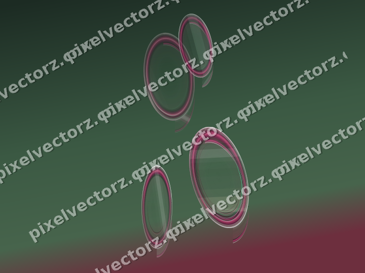 Abstract glass arc in dark pink and green