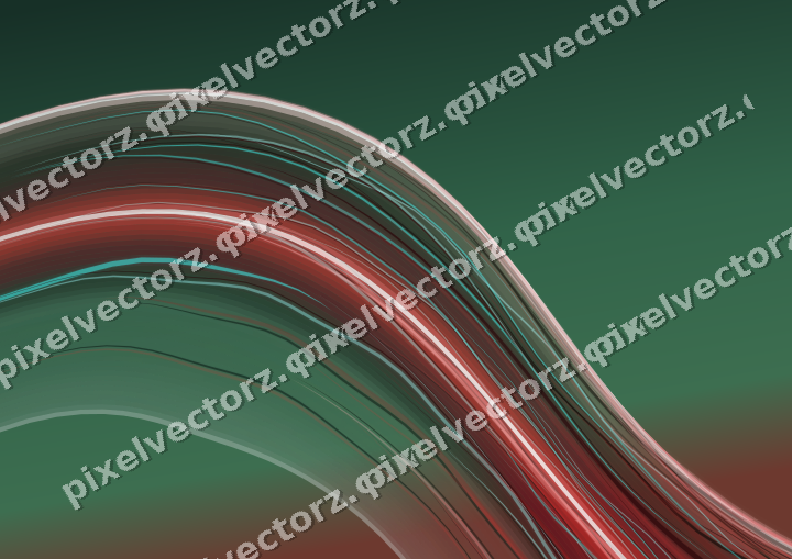 Abstract glass arc in dark red and dark green