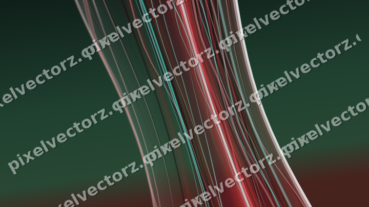 Abstract glass arc in dark green and red