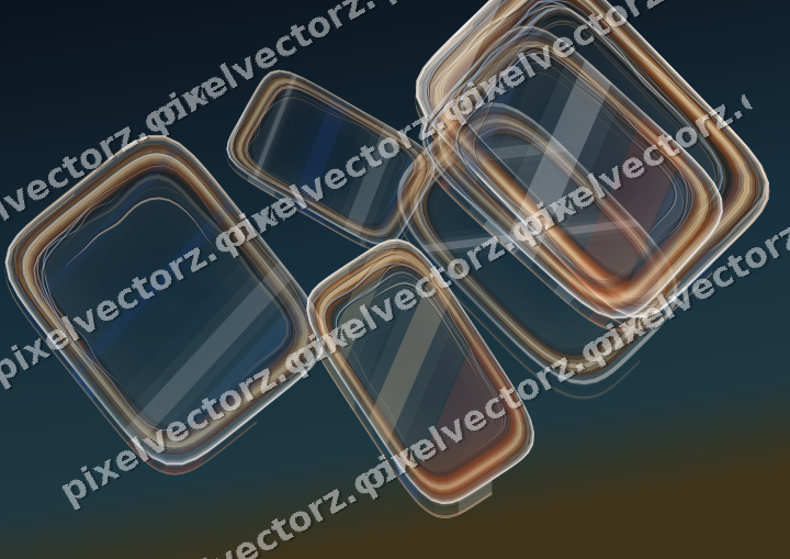 Abstract glass arc in dark blue and red