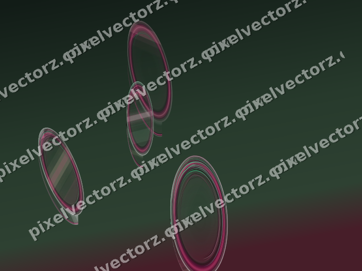 Abstract glass arc in dark pink and green