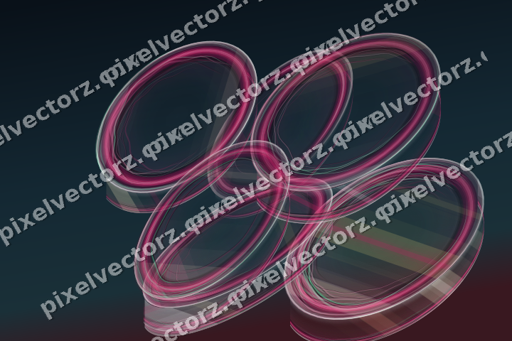 Abstract glass arc in dark pink and yellow