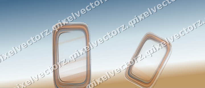 Abstract glass arc in blue and orange