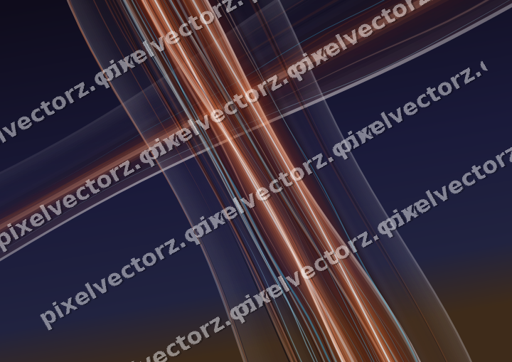 Abstract glass arc in orange and blue