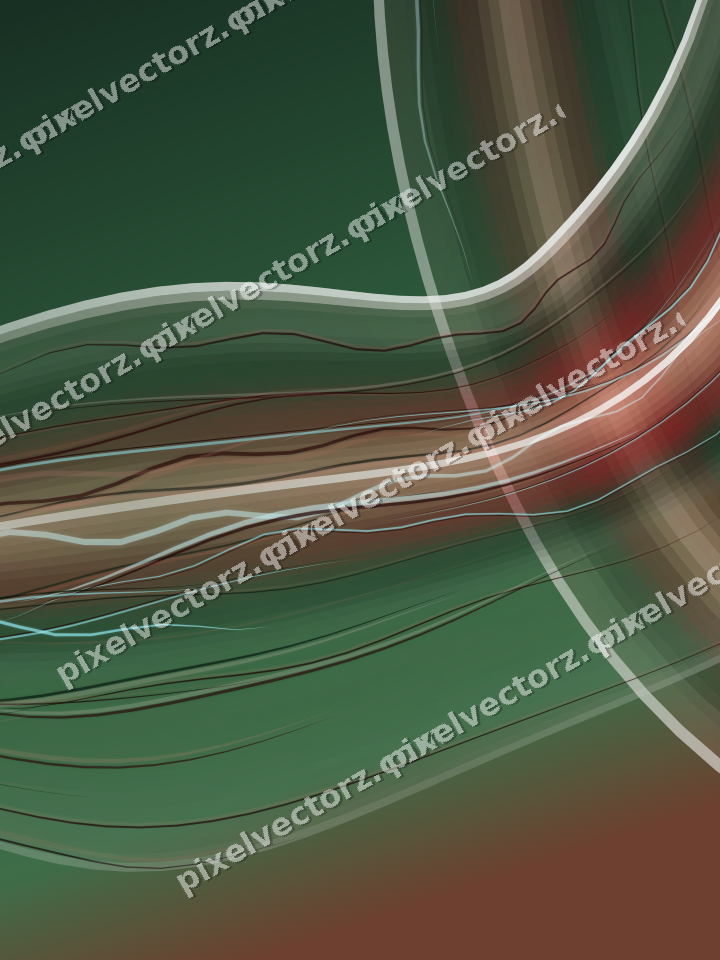 Abstract glass arc in red and dark green
